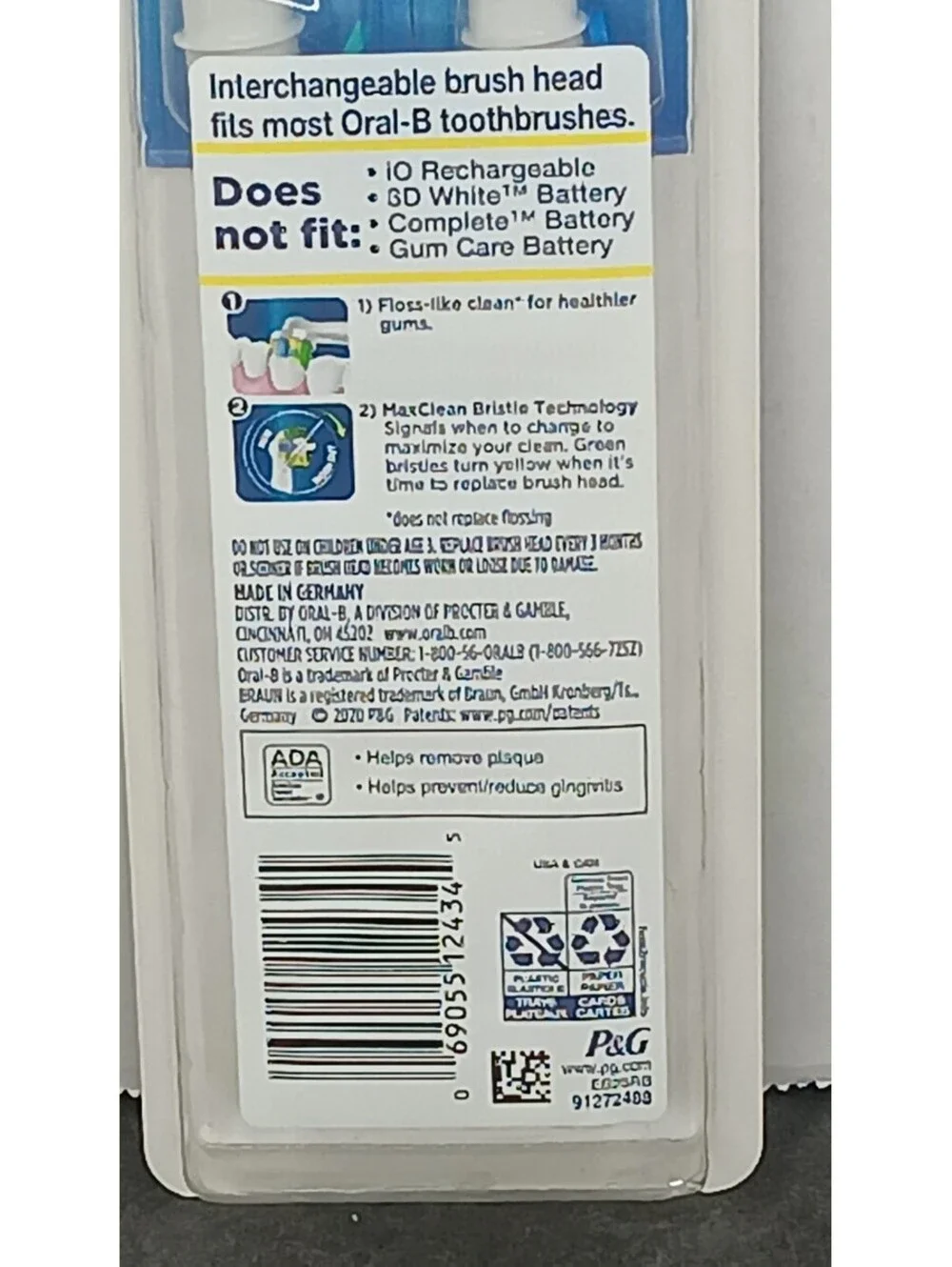 NEW Oral-B Floss Action Electric Toothbrush Replacement Brush Heads 2 Pack